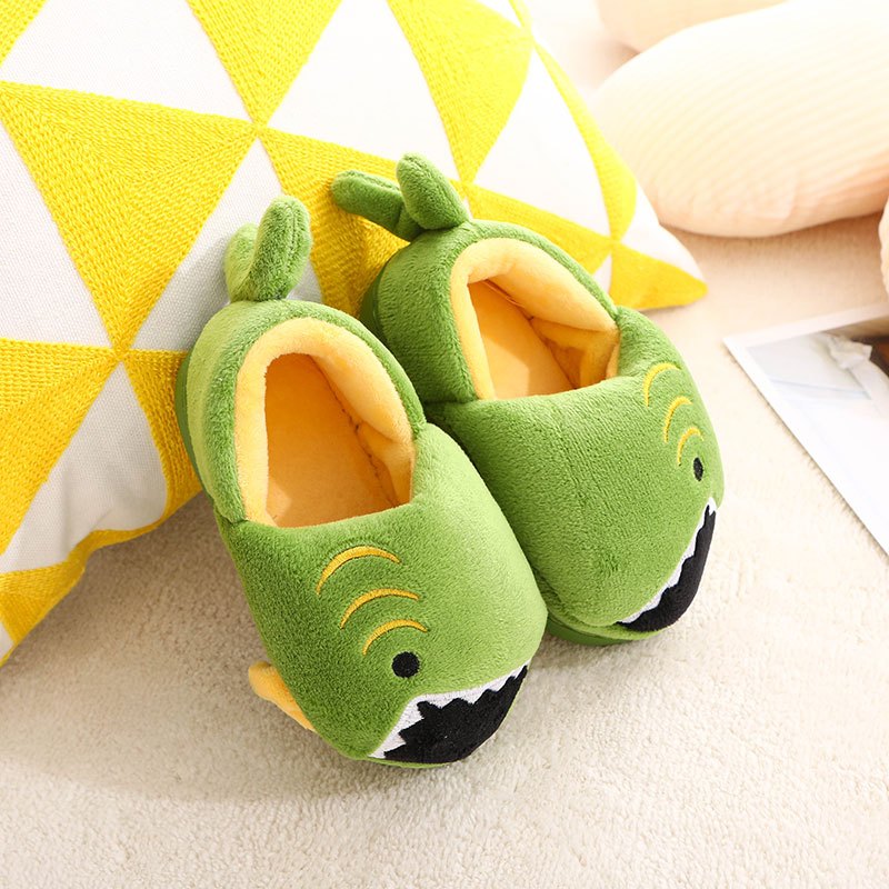 Boys' Cartoon Slippers with Lining, Warm and Non-Slip Soft Sole Indoor Slippers for Autumn and Winter