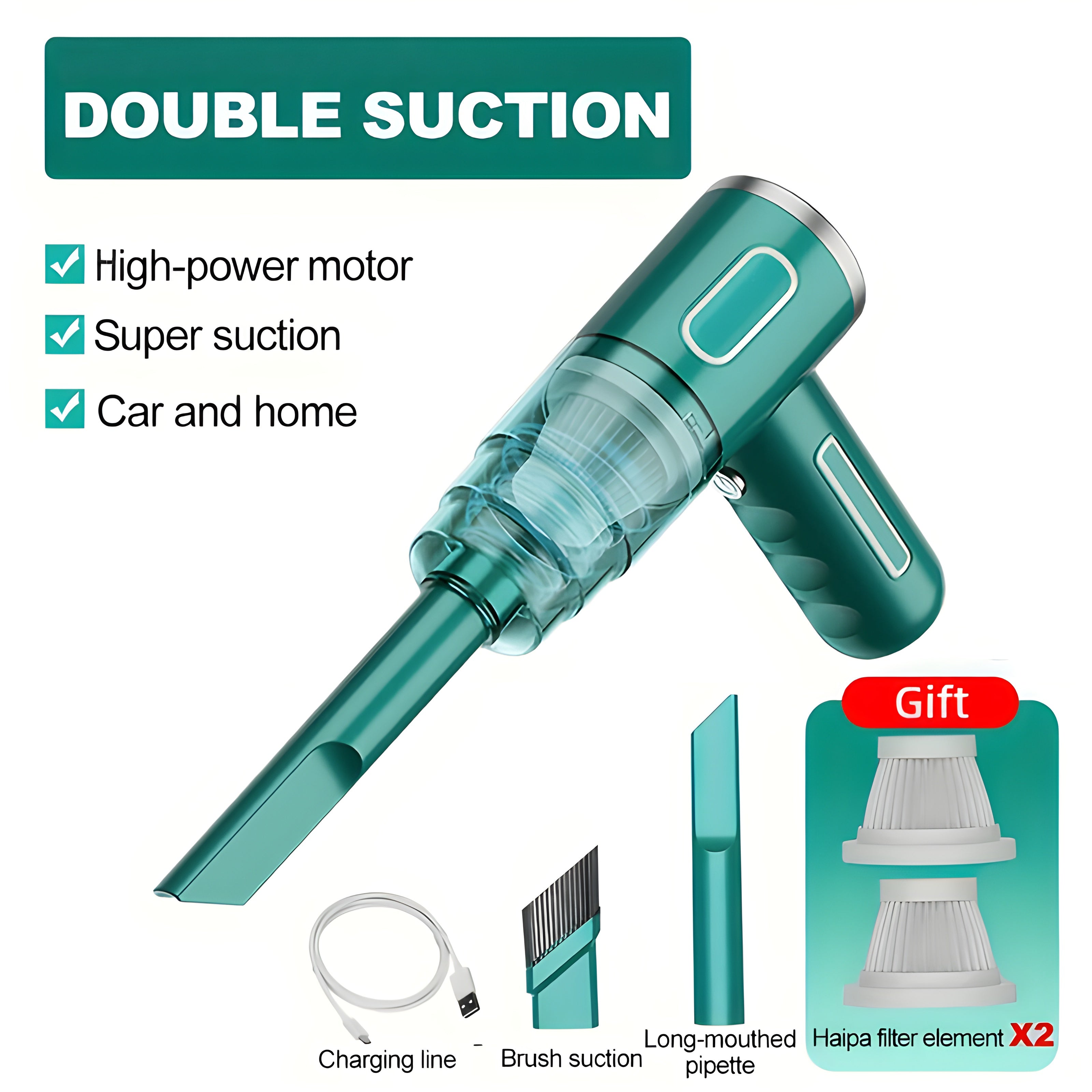 SuperPower Wireless Handheld Vacuum Cleaner - Portable & USB Rechargeable, Effortlessly Cleans Car & Home Dust, Super Suction for Ultimate Convenience - Perfect for Automobile and Household Use