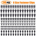 190pcs Car Retainer Clips 6 Size Plastic Fasteners Kit Auto Trim Panel Clip Mixed Car Body Bumper Rivet Set